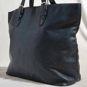 美品 ユナイテッドアローズ トートバッグ 本革 シボ革 レザー UNITED ARROWS 紺 ビジネス ブリーフケース メンズ 大容量 仕事 A4 肩掛け 鞄