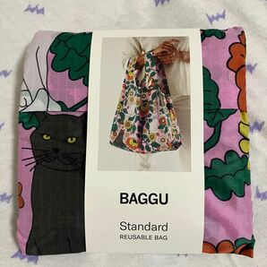 エコバッグ　BAGGU スタンダードサイズ　デイジーキャット　ネコ　猫　フラワー