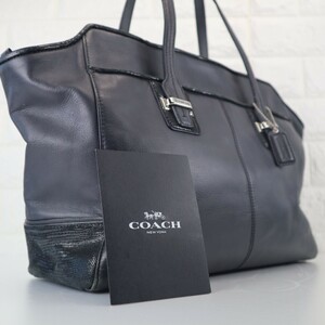 COACH コーチ 09　メンズ トートバッグ A4 肩掛け 黒 革　ブリーフケース　チャーム　自立　肩掛け　A4　出入口ファスナー　レザー　PC収納