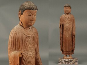 仏教美術 唐物 細密木彫 阿弥陀如来立像 時代品 es04