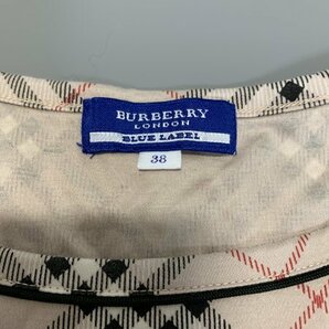 １円〜 Burberry bluelabel バーバリーブルーレーベル トップス ノースリーブ ピンクベージュ チェック 38 コットン C2139の画像2