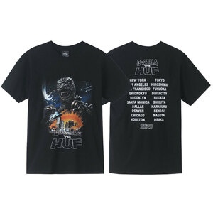 新品 M Huf ハフ vs Godzilla S/S Ture T-Shirt King of the Monsters ゴジラ ツアー ロゴ 半袖 Tシャツ 東宝 コラボレーション