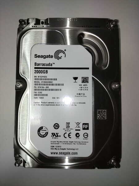 2TB 内蔵型 3.5インチ SATA/600 ハードディスク ST2000DM001 11回 513時間 HDD Seagate Barracuda 7200rpm 使用少ない 中古美品