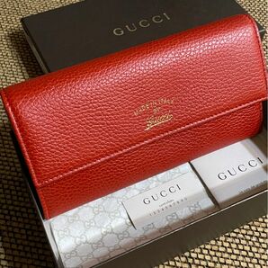 【未使用品】　GUCCI グッチ スウィング　354496 長財布 レザー　赤　レッド