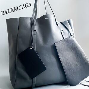  прекрасный товар * популярный модель BALENCIAGA Balenciaga Every tei большая сумка ручная сумочка сумка есть зеркало A4 место хранения серый кожа 