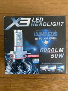 ジャンク品★X3 LED HEADLIGHT 6000LM 50W