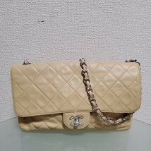 CHANEL シャネル ラムスキン マトラッセ25 Sフラップ Sチェーン ベージュ シール ショルダーバッグ チェーンバッグ 正規品 高級 _画像1