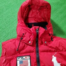 RALPH LAUREN ラルフローレン ダウンベスト S レッド ビッグポニー フード取り外し可能 国内正規品_画像2