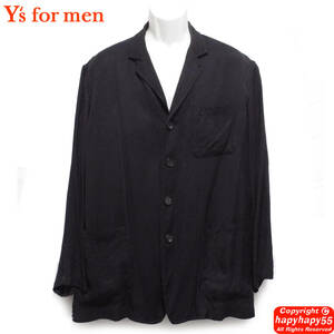 超希少■Y's foe men 2003SS アセテート 4つボタンジャケット◆アンコン ビッグシルエット テーラード Yohji Yamamoto ヨウジヤマモト