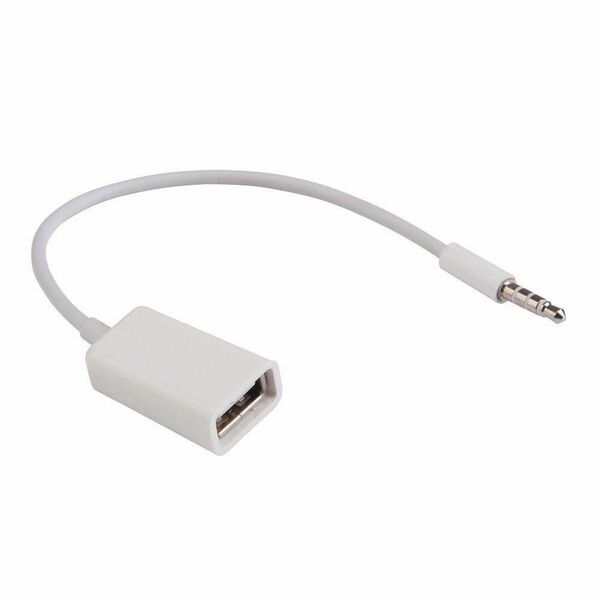 3.5mm AUX端子 オーディオプラグジャック USB2.0 変換ケーブル ホワイト