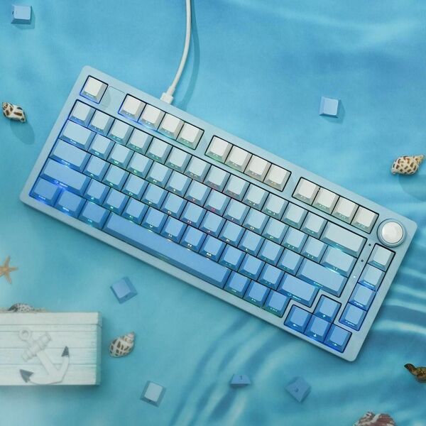キーキャップ スイッチキーボード用 グラデーション ブルー Keyboard テンキー付 水色 カラフル キャップ