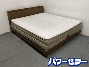 NITORI/ニトリ クイーンベッド コンセント付き ブラウン マットレスセット Nスリープ 中古家具 店頭引取歓迎 R8271