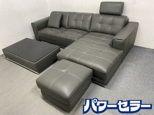 KELVIN GIORMANI/ケルビンジョルマーニ カウチソファー 3人掛け/ヘッドレスト オットマン センターテーブル 中古家具 店頭引取歓迎 R8337