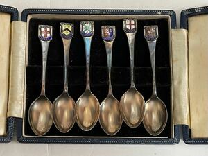  England Britain spoon 6ps.@ Hsu red a spoon . earth production Vintage boxed stamp equipped collection silver made silver England T&S cutlery 