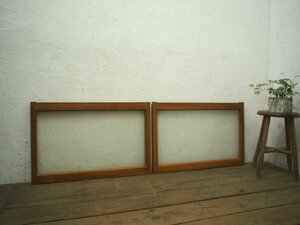 yuQ0536*(1)[H47cm×W73cm]×2 sheets * simple . design glass. old tree frame sliding door * fittings glass door small window Akira . taking .. material retro Vintage A under 