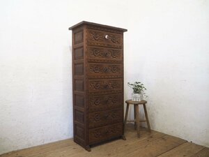 ta load P0314*H129,5cm×W60cm* wonderful sculpture. old wooden chest * display shelf storage shelves exhibition pcs drawer cabinet retro Vintage L(yaC) pine 