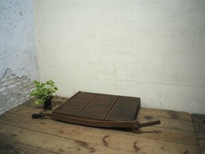 taF0370* tabletop W71cm×D61cm* rare article * Vintage * -ply thickness . zelkova. corrugated galvanised iron cutter * industry series cutting machine construction material reform DIY objet d'art retro K.4