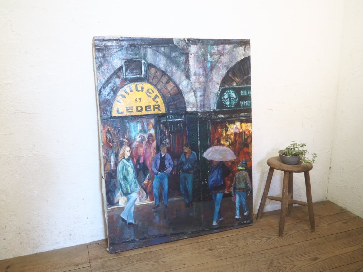 Ta J0287 ◆ ⑰ H116, 5cm x W91cm ◆ A landscape painting depicting a beautiful streetscape ◆ Art Oil painting Oil painting Western Street corner Art Art Object Interior Atelier L Lower, Painting, Oil painting, Nature, Landscape painting