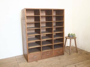 ta load K0612*②H110cm×W90cm*la one material. retro old wooden display rack * display shelf storage shelves cupboard bookcase old furniture Vintage O(yaC) pine 