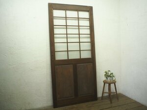 taQ0326*[H201cm×W93,5cm]* antique * extra-large * -ply thickness . large wooden glass door * large old fittings sliding door entranceway door old Japanese-style house Japan house shop O pine 