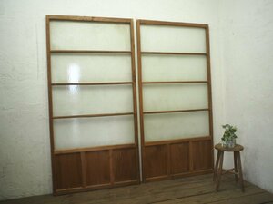 taQ0645*(2)[H175cm×W88cm]×2 sheets * diamond glass. old wooden sliding door * old fittings glass door sash old furniture retro antique M pine 