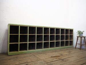 ta load Q0776*①H70cm×W222,5cm* Vintage * paint. peel off . large wooden display rack * display shelf exhibition shelves shoe rack locker retro P(yaE) pine 
