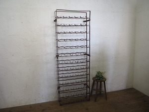 taA0292*②H169cm×W70,5cm*78ps.@ for * folding type. old iron made wine rack * display shelf bottle case iron industry series retro Vintage M garden 