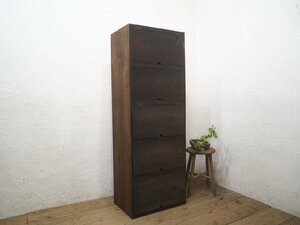 ta load P0089*H144cm×W51cm* antique *patapata door. old wooden storage shelves * display shelf cupboard shoe rack case old furniture retro modern M(yaC) pine 