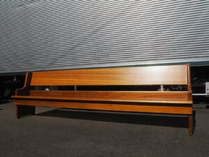 タ荷N0567◆⑦W271cm◆大きいラワン材の古い木製チャーチベンチ◆大型 特大 教会 椅子 イス チェア レトロ ヴィンテージX(ヤG)卸