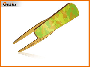  2 ps pair sliding storage type green Fork / Gold plating / camouflage pattern : yellow / cat pohs included / courier service another 