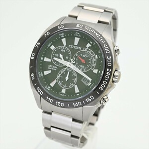 美品 CITIZEN/ATTESA●ソーラー電波 チタン/TITANIUM エコドライブ 日本製 E610-T016251 クロノグラフ メンズ腕時計 シチズン 純正ベルト