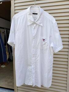 SISLEY 白 シャツ シスレー 半袖 XL 綿100% 白黒パンツデニムなどとの組み合わせ自在 ビジネスにもカジュアルにも使える1枚 白シャツ