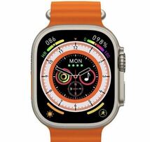 1円 最新 新品 スマートウォッチ オレンジ（Apple Watch Ultra2 代替品）多機能 通話機能付き 音楽 健康管理 血中酸素 iPhone android対応_画像1