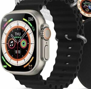 1円 最新 新品 スマートウォッチ 黒 ブラック（Apple Watch Ultra2 代替品）多機能 通話機能付き 健康管理 血中酸素 iPhone android対応