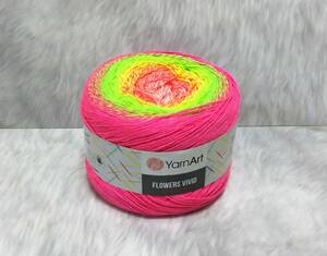 輸入　毛糸　Yarn Art　ヤーンアート　Flowers Vivid　アクリル45％　コットン55％　250g×1個　1000ｍ　カラー507　トルコ　海外