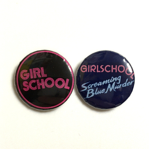 缶バッジ 25mm2個 Girlschool ガールスクール Screaming Blue Murder Motorhead Power Pop Glam Garage Punk パワーポップ グラムロック