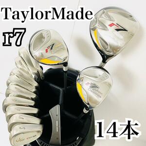 TaylorMade メンズゴルフ 入門 初心者 やさしい クラブセット テーラーメイド 14本 SRIXON スリクソン r7 A1000 CB1 男性用 キャディバッグ