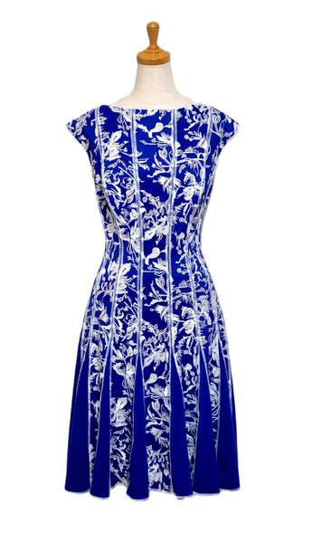 TADASHI SHOJI　タダシショージ　ROYAL BLUE & WHITE　ワンピース　「M 」/ １１号程度