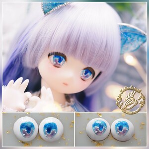 20mm/13-11mm ブルー×パープル アニメ風水彩タイプ 七宝グラスアイ DD向け kumako