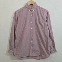 ☆OLD ENGLAND/オールドイングランド/レディース/サイズ38/長袖シャツ/ストライプ/レッド/赤色/トップス/ボタンダウンシャツ_画像1