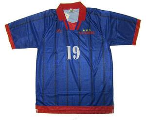 DELLERBA デレルバ オリジナル サッカー ゲームシャツ 背番号 胸番号付 19 ブルー O