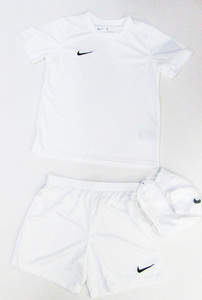 NIKE Nike AH5487 футбол Kids короткий рукав футболка шорты носки 3 позиций комплект Junior белый 120