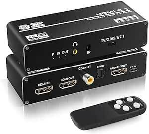 avedio links 8K HDMI音声分離器 4K120Hz HDMI音声分離機 7.1chサラウンドシステムに接続 音声分