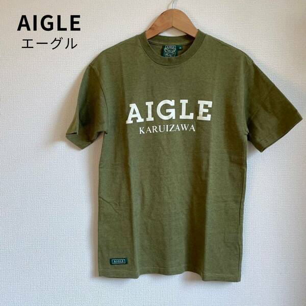 美品★AIGLE エーグル メンズ Tシャツ 半袖 日本製 綿100％ 丸首