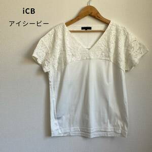 iCB アイシービー ブラウス 花柄レース切替 オンワード トップス