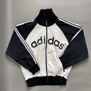 MS1153 adidas アディダス DESCENTE デサント製 ヴィンテージ トラックジャケット ジャージ AA-5250 白x黒 Lサイズ (検)日本製 80年代