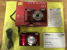 Nikon COOLPIX A10コンパクトデジタルカメラ ニコン レッド デジカメ 光学5倍ズーム 箱 付属品有_画像1