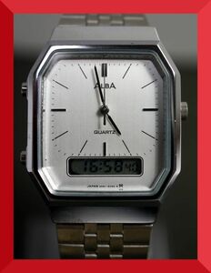 セイコー SEIKO アルバ ALBA デジアナ 純正ベルト V041-5050 男性用 メンズ 腕時計 W675 稼働品a