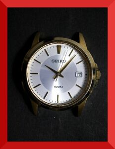 美品 セイコー SEIKO 100M クォーツ 3針 デイト 7N42-0FC0 男性用 メンズ 腕時計 x776 稼働品