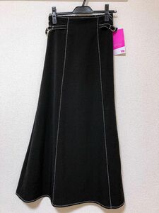 しまむら 2PINK ViVi ステッチ マーメイドスカート ベルト フレアスカート ブラック 黒 新品未使用 タグ付き